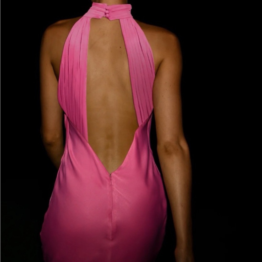 Meshki Elegant Pink Halter Maxi Dress